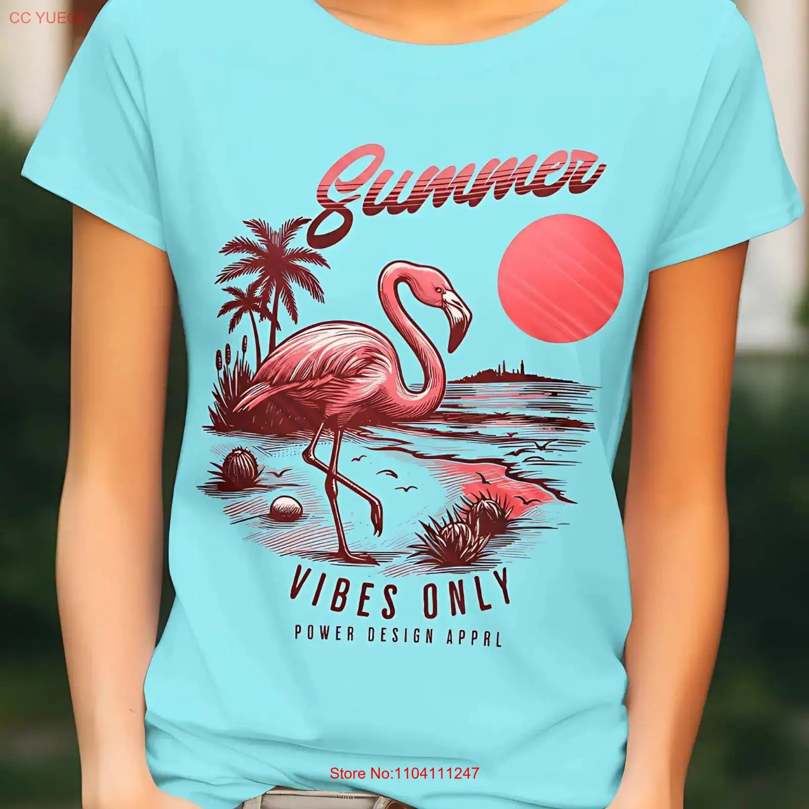 Summer Vibes Clothing Men - 여름 분위기 전용 티셔츠 플라밍고 비치웨어