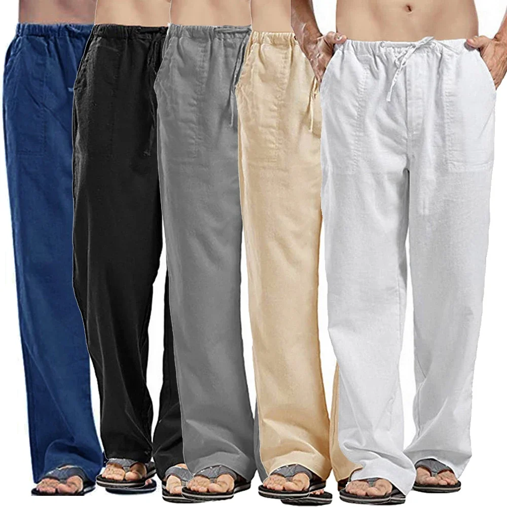 Summer Clothing Men Linen - 남성용 캐주얼 바지, 코튼 리넨 바지,