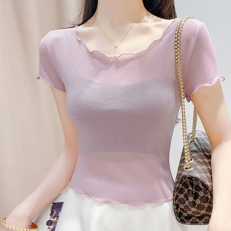 Summer Clothing Reviews - 반팔 여성 티셔츠 레이스 여성 탑