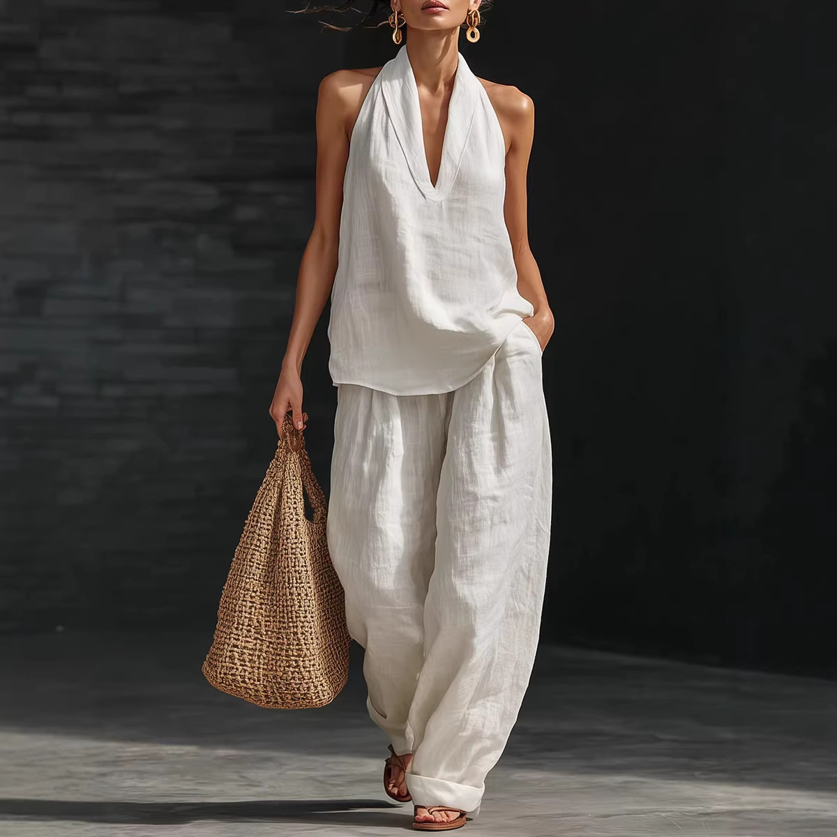 Summer Clothing Men Linen - 여름 레트로 솔리드 코튼 린넨 세트