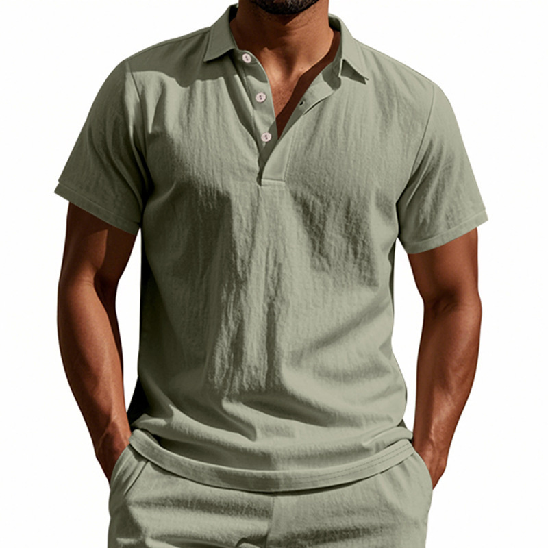 Summer Clothing Men Linen - 고품질 95% 린넨 반팔 폴로 셔츠