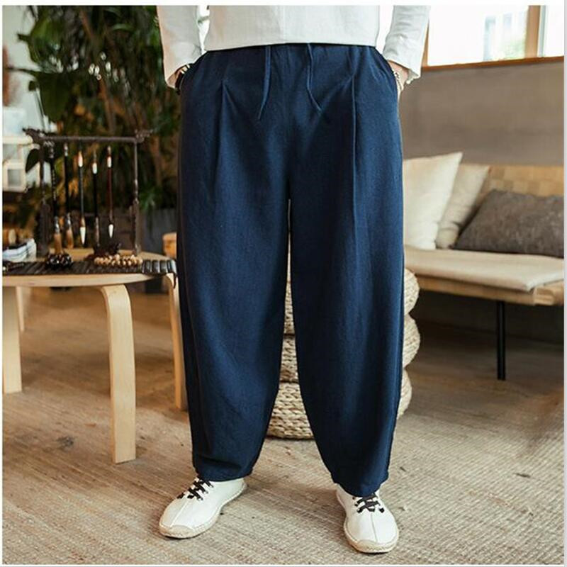 남성용 와이드 레그 팬츠, 코튼 린넨, 느슨한 하렘 바 - Summer Clothing Men Linen 리뷰 및 가격