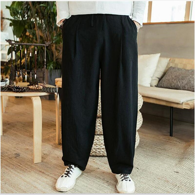 남성용 와이드 레그 팬츠, 코튼 린넨, 느슨한 하렘 바 - Summer Clothing Men Linen 리뷰 및 가격