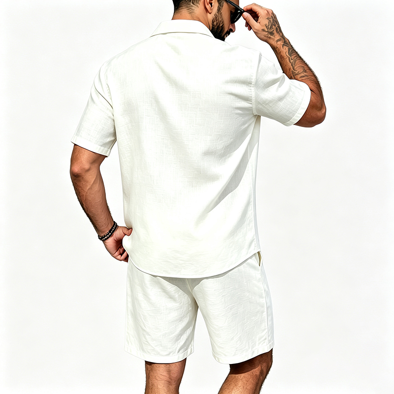 남성 린넨 투피스 세트 반팔 라펠 버튼 셔츠 밴딩 반바 - Summer Clothing Men Linen 리뷰 및 가격