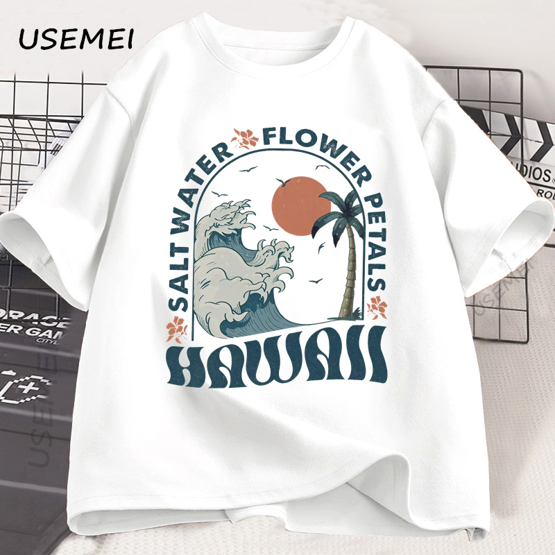 하와이 비치 티셔츠 오션 비치 티셔츠 남성 여성 여름  - Summer Vibes Clothing Men 리뷰 및 가격