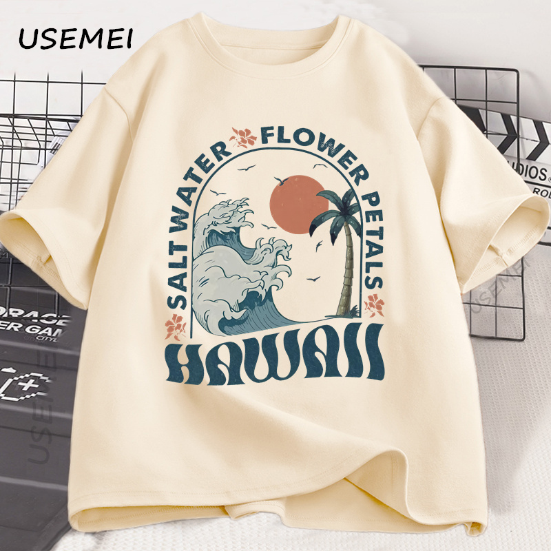 하와이 비치 티셔츠 오션 비치 티셔츠 남성 여성 여름  - Summer Vibes Clothing Men 리뷰 및 가격