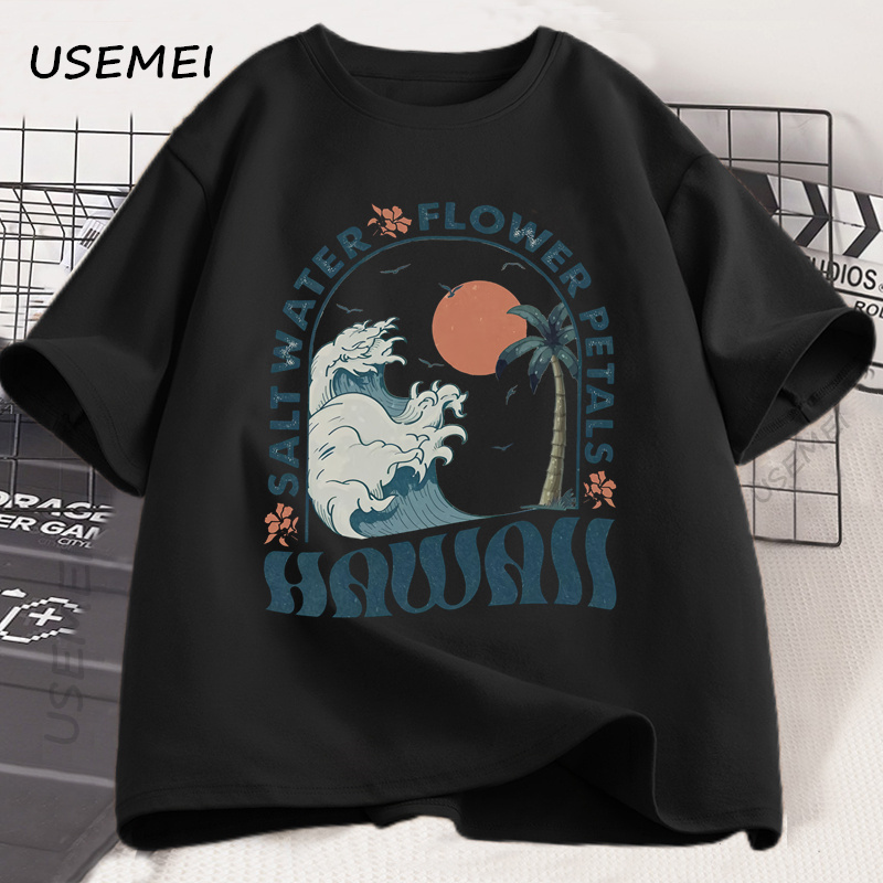 하와이 비치 티셔츠 오션 비치 티셔츠 남성 여성 여름  - Summer Vibes Clothing Men 리뷰 및 가격