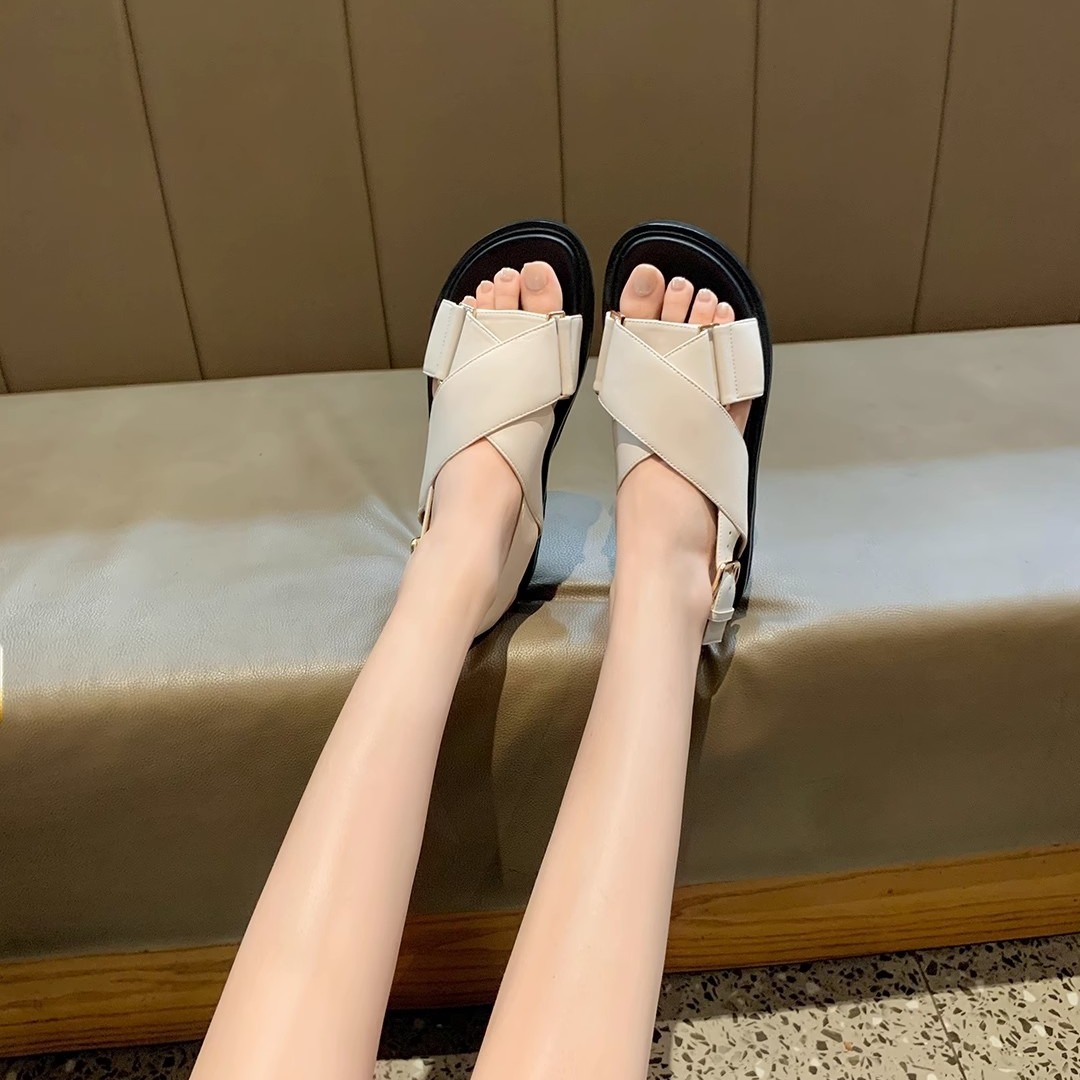 여름 여성 양가죽 크로스 스트랩 오픈토 캐주얼 플랫폼  - Summer Clothing Modest 리뷰 및 가격