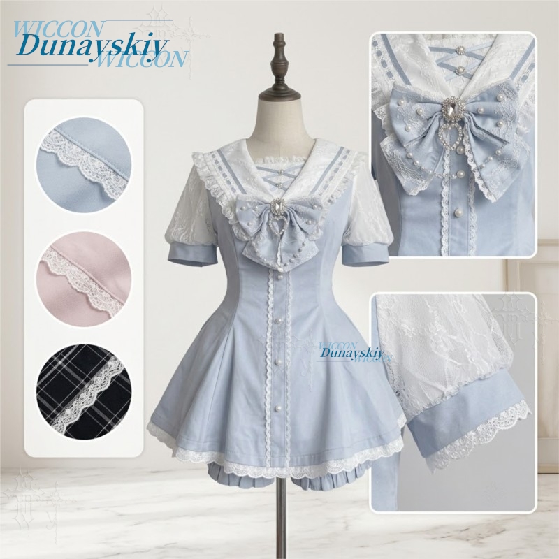 세일러 칼라 드레스 세트 레이스 리본 반팔 지라이 케이 - Summer Clothing Clearance 리뷰 및 가격