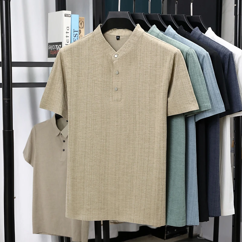 남성용 만다린 칼라 하프 플래킷 리넨 텍스처드 반팔 셔 - Summer Clothing Men Linen 리뷰 및 가격