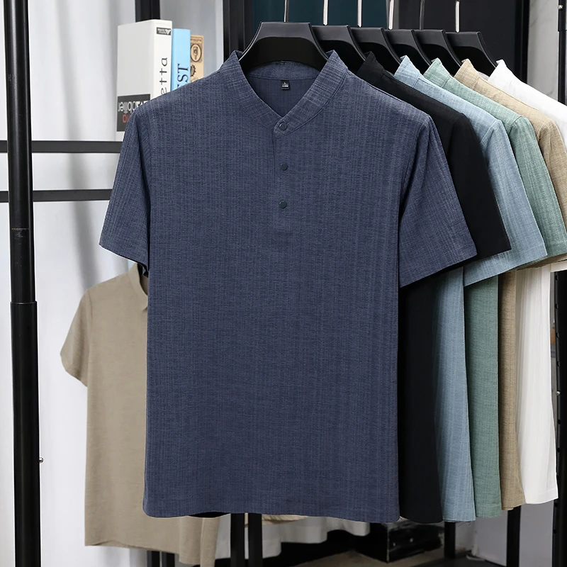 남성용 만다린 칼라 하프 플래킷 리넨 텍스처드 반팔 셔 - Summer Clothing Men Linen 리뷰 및 가격