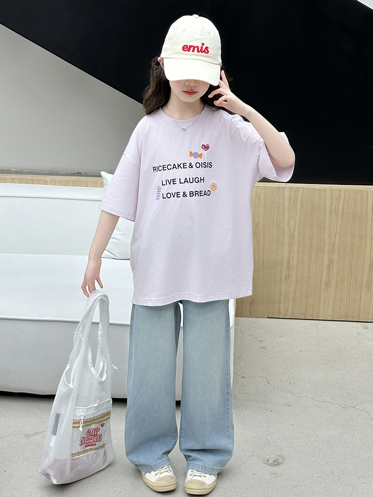 여아 여름 반팔 티셔츠 세트 캐주얼 데님 투피스 수트  - Summer Clothing Girls 리뷰 및 가격