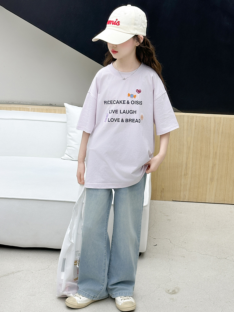여아 여름 반팔 티셔츠 세트 캐주얼 데님 투피스 수트  - Summer Clothing Girls 리뷰 및 가격