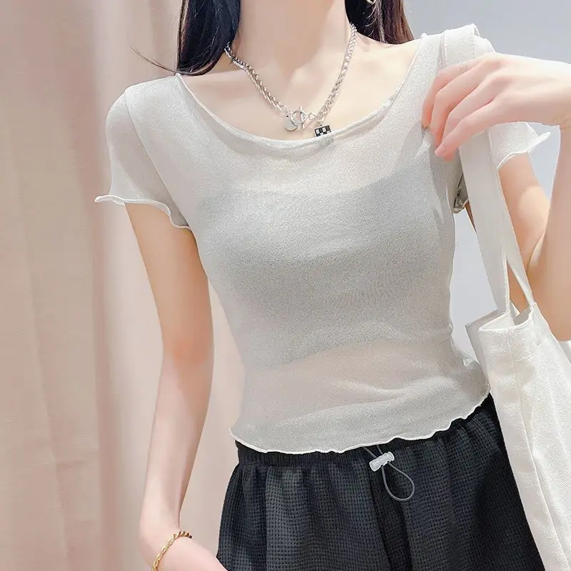 반팔 여성 티셔츠 레이스 여성 탑 한국 스타일 Emo  - Summer Clothing Reviews 리뷰 및 가격