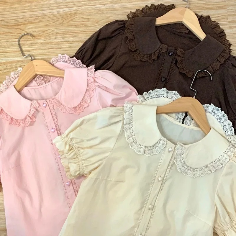 여름 일본 카와이 로리타 셔츠 여성 스위트 퍼프 반소매 - Summer Clothing Japan 리뷰 및 가격