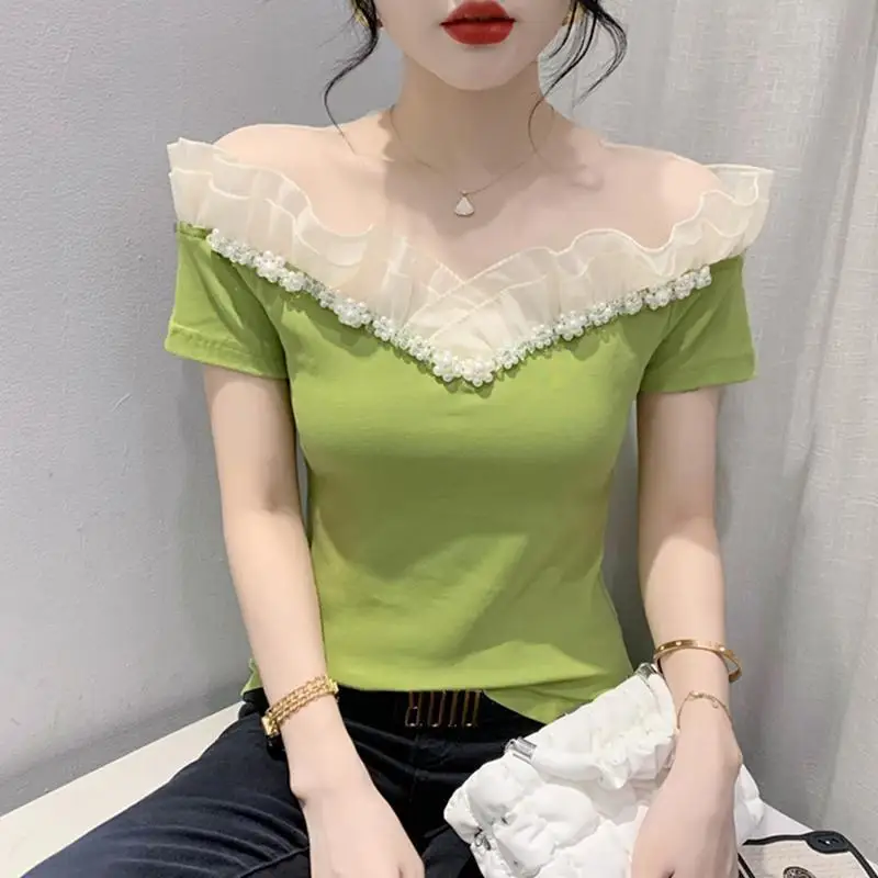여름 복장 여성 탑 오프 숄더 T 셔츠 여성용 트렌드  - Summer Clothing Reviews 리뷰 및 가격
