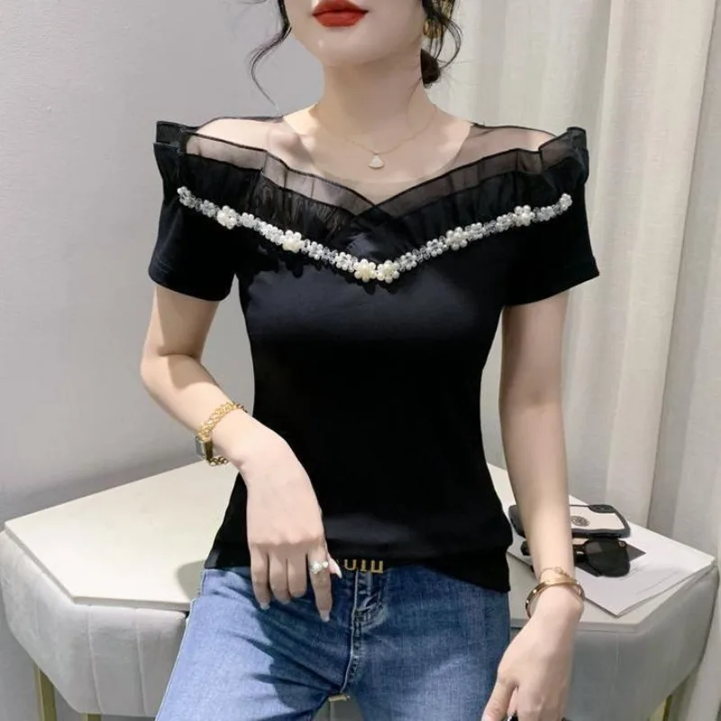 여름 복장 여성 탑 오프 숄더 T 셔츠 여성용 트렌드  - Summer Clothing Reviews 리뷰 및 가격