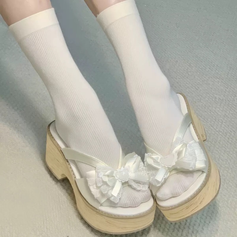 스윗 보우 우드 그레인 두꺼운 바닥 플랫폼 슬리퍼 여성 - Summer Clothing On Sale 리뷰 및 가격