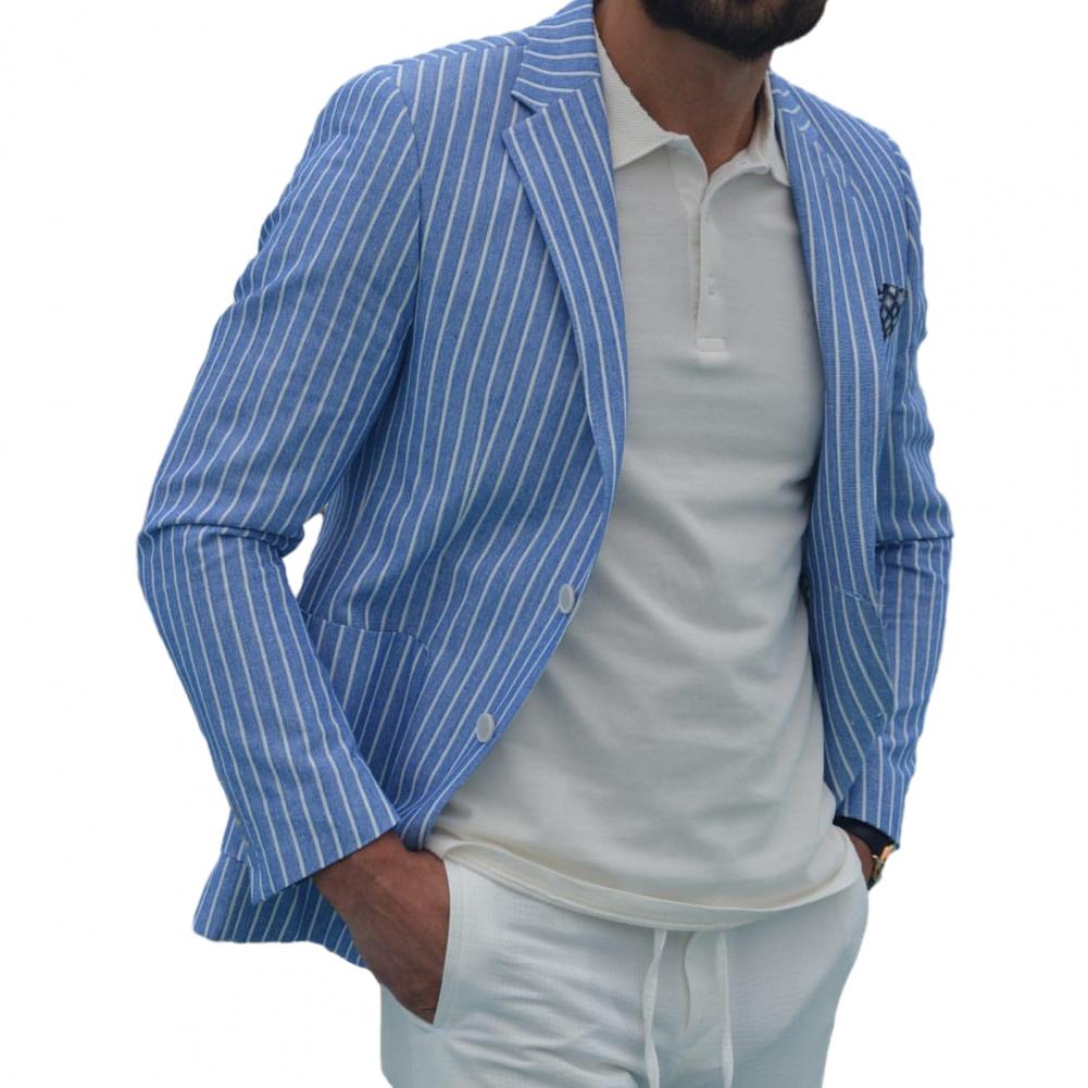 2024 스트라이프 프린트 정장 재킷 남성 옷깃 긴 소 - Summer Clothing Men Linen 리뷰 및 가격