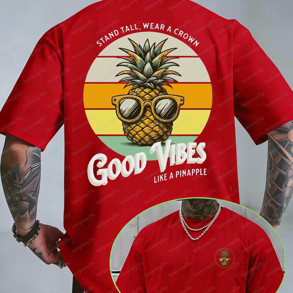 남성용 레트로 여름 그래픽 티셔츠굿 바이브스 파인애플  - Summer Vibes Clothing Men 리뷰 및 가격