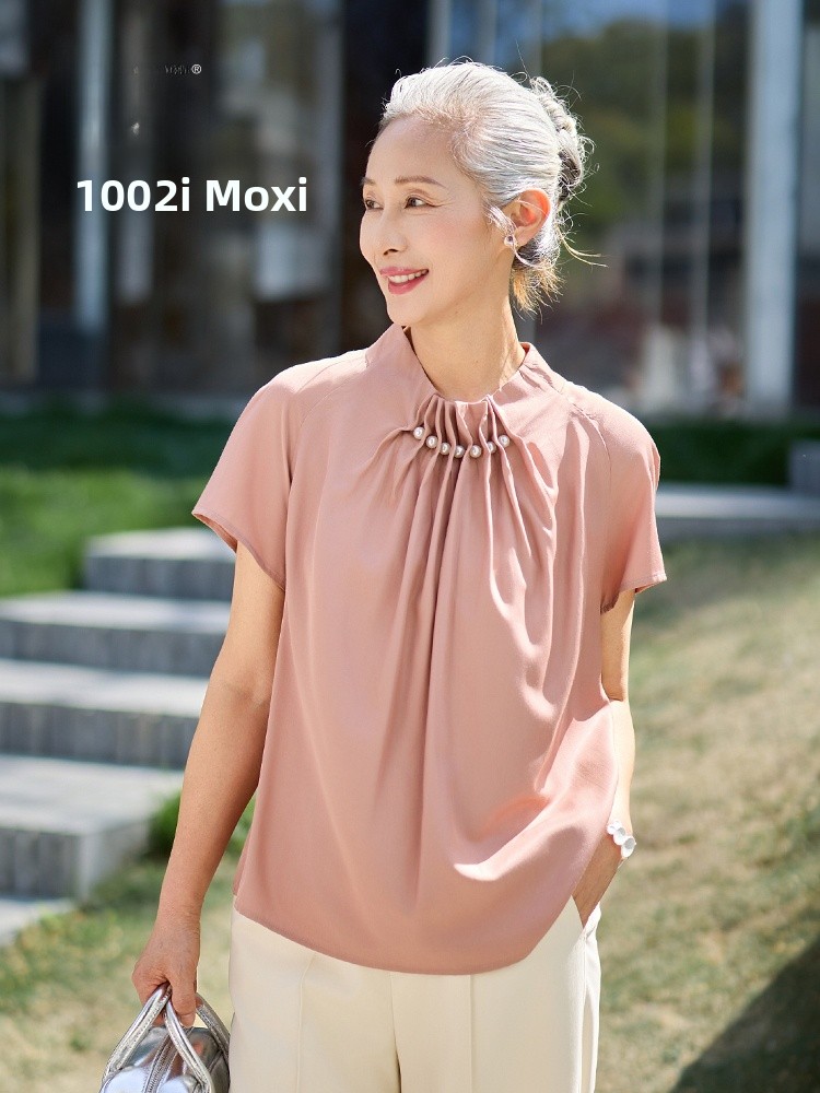 Muzhi 중년 어머니를위한 세련된 반팔 얇은 티셔츠  - Summer Clothing Women Over 50 리뷰 및 가격