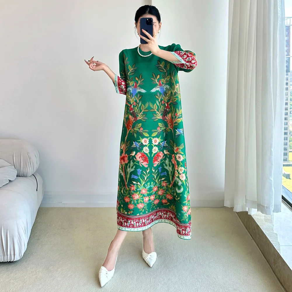 Miyake 빈티지 프린트 드레스 7 슬리브 캐주얼 드 - Summer 2025 Clothing Essentials 리뷰 및 가격