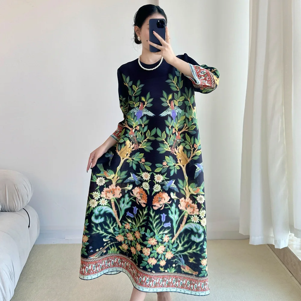 Miyake 빈티지 프린트 드레스 7 슬리브 캐주얼 드 - Summer 2025 Clothing Essentials 리뷰 및 가격