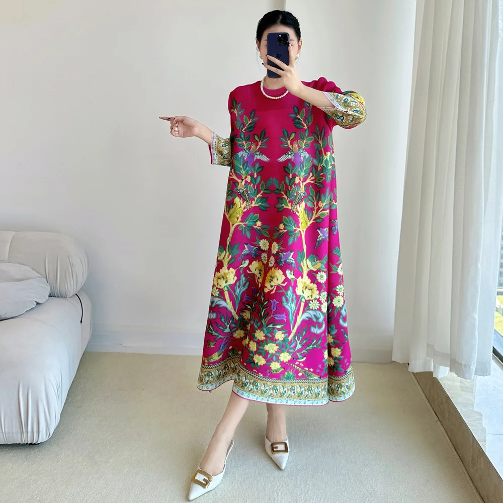 Miyake 빈티지 프린트 드레스 7 슬리브 캐주얼 드 - Summer 2025 Clothing Essentials 리뷰 및 가격