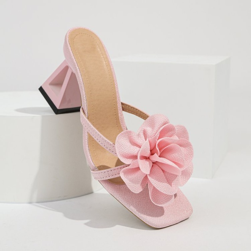 여성용 3D 꽃 장식 샌들 삼각형 컷아웃 하이힐 샌들  - Summer Clothing On Sale 리뷰 및 가격