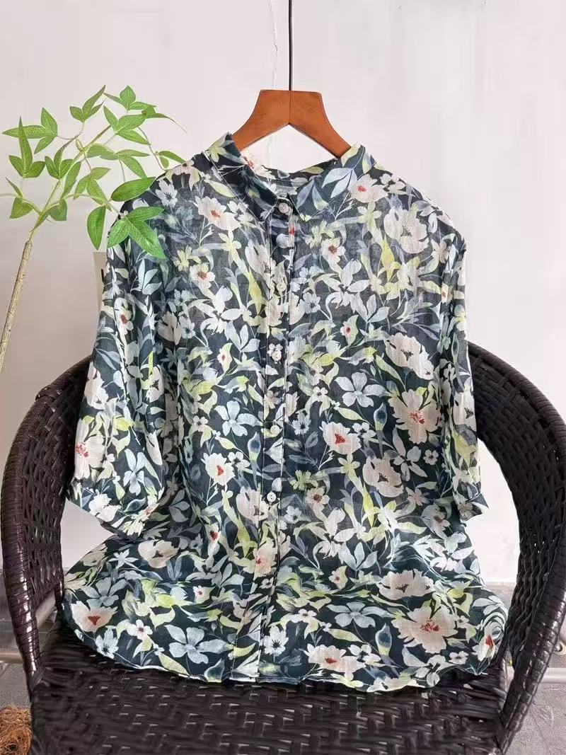 2026 퓨어 라미 프린트 셔츠 여성 태국 스타일 빈티 - Summer Clothing Japan 리뷰 및 가격