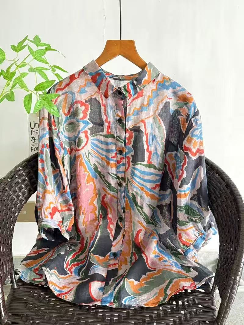 2026 퓨어 라미 프린트 셔츠 여성 태국 스타일 빈티 - Summer Clothing Japan 리뷰 및 가격