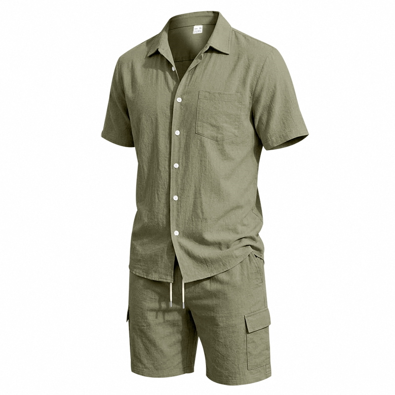 남성 여름 아메리칸 린넨 투피스 세트 반팔 셔츠 드로스 - Summer Clothing Men Linen 리뷰 및 가격